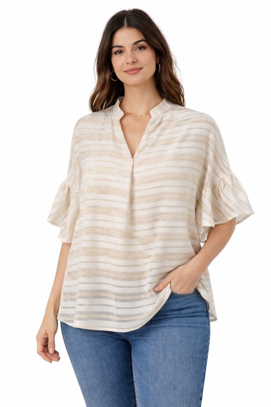 Sita Murt Cream Blouse Preppy Office Coastal Cotton Blend NEW Womens 42 US 10